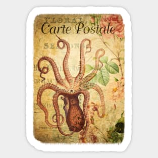 The Octopus - Vintage French Postcard Sticker